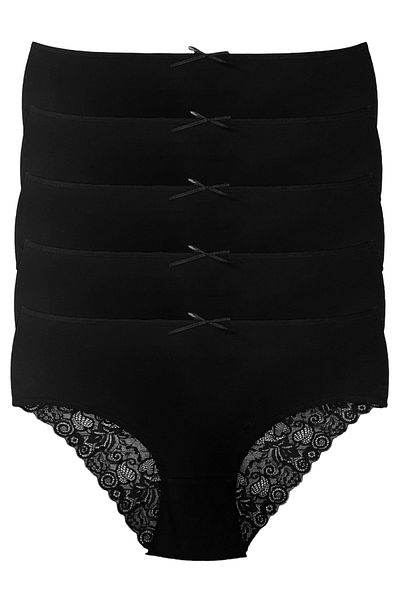 Miss Blue Moon High Waist Back Diamond Cut Lace Bato 5-Piece Panties 5660-3