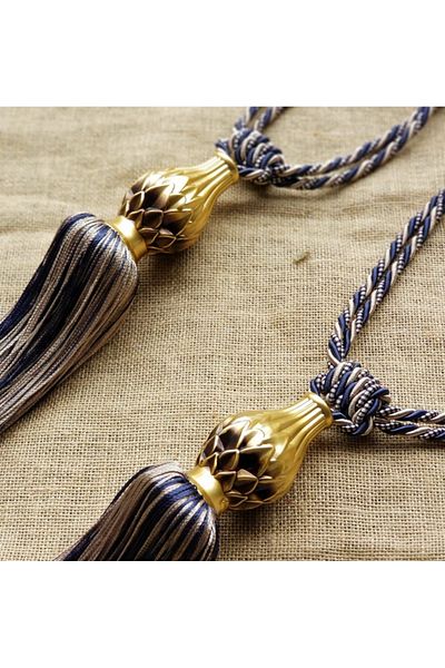 Akcan Navy Blue Light Gray Color Gold Vase Long Braçol