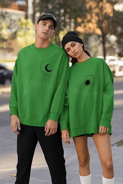 Pear Wear Live Love Printed Unisex 3 Thread Raised Lover Set Oversize φούτερ 2 τεμαχίων