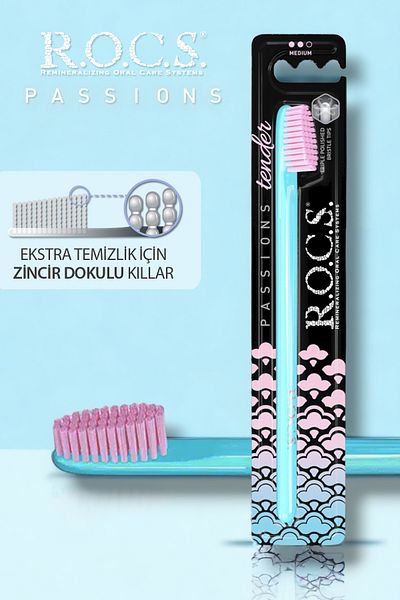 R.O.C.S. Passions Toothbrush Tender-turquoise Handle-pink Bristle