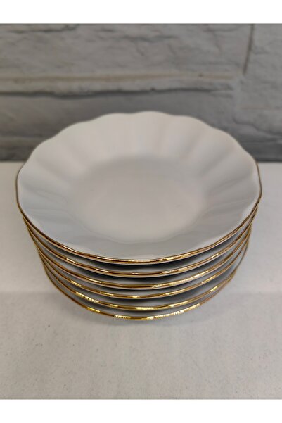 ALANYA HOME DECOR GOLD/PLATINUM BANDED TEACUP SAUCER 11 CM / 6 PCS GERÇEK ALT...