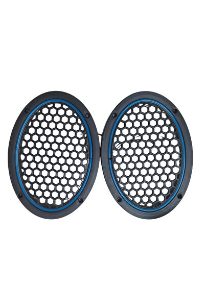 damla elektronik Damla Oval Neon Led Işıklı Midrange Hoparlör Kapağı Mavi
