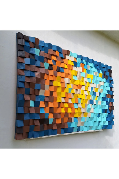 zenedesignstudio Ahşap Akustik Panel 200*100cm Wood Wall Art Pixel Art Ahşap ...