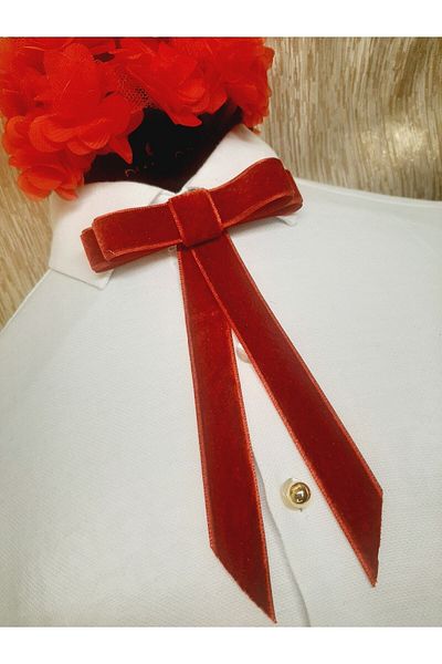AGH Değerli Hediyeler New Year's Collar Ribbon New Year's Brooch Velvet Brooch Collar Jacket Bag Accessory