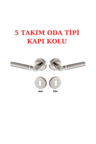 ARON (7 SETS) Sofuoğlu Şebboy Badge Nickel Satin **3 1** Flat Set Door Handle (5 ROOMS 2 BATHROOMS WC)