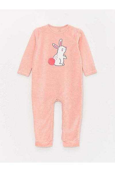 LC Waikiki FROM FOR MYSELF Crew Neck Long Sleeve Embroidered Velvet Baby Girl Jumpsuit