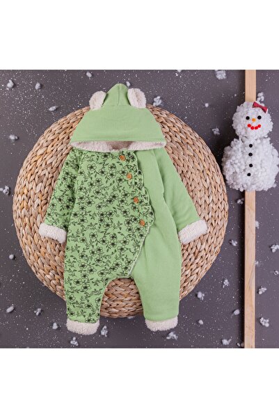 DIDuStore Yeşil Şapkalı Welsoft Yumuşacık Kız Bebek Romper