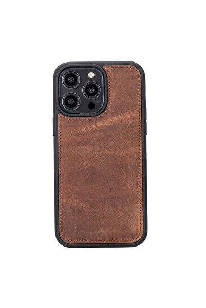 PLM Apple iPhone 14 Pro Max Uyumlu Deri Cüzdanlı Kılıf MWWN G2 Kahve