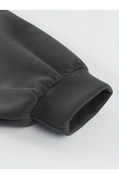 Machetta Unisex Büyük Beden Füme Couture Baskılı Kapüşonlu Oversize Sweatshirt Hoodie