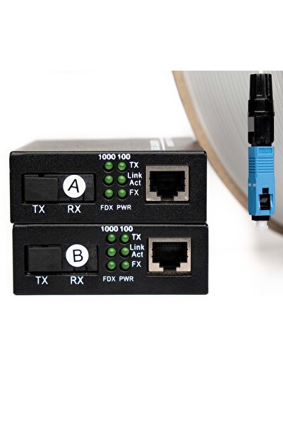 fiberden Fiber Optik Ethernet Medya Dönüştürücü Gigabit (2 Adet Takım)