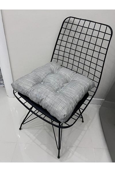 lazilla Decorative Pofidic Light Gray Chair Cushion with Buttons and Laces 40X40Cm