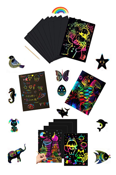 GLANCE A4 Gökkuşağı Kazıma Kağıdı 5'li Paket