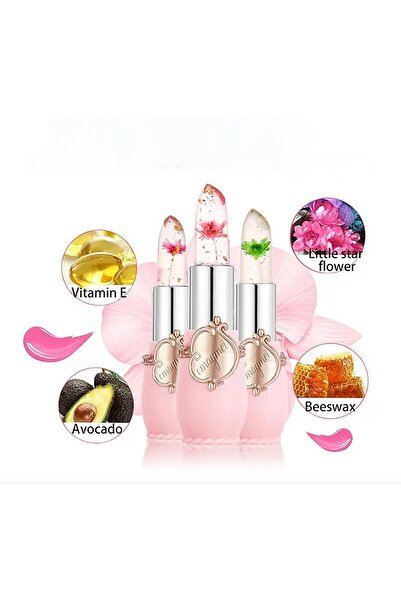 Emaymei 3 adet çiçekli prenses ruj uzun süre kalıcı dudak nemlendirici ve par...