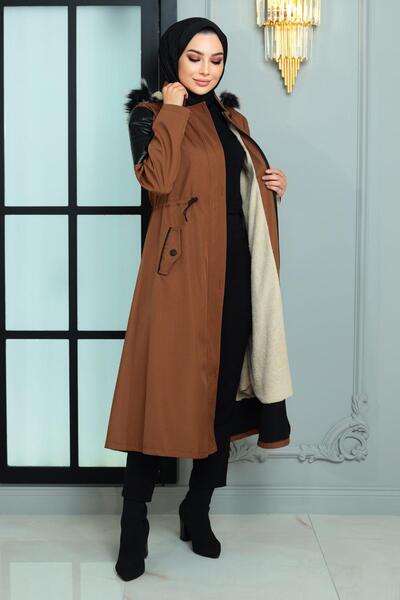 Modamihram Garni Detailed Coat Tan 10386