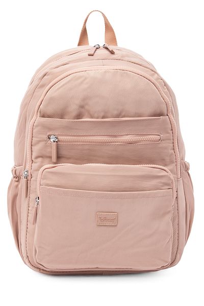 KAFF Young 17304 Pink Crinkle Fabric Water Resistant Multi-Pocket Backpack
