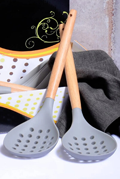 Rotanev Bamboo Handle Silicone Colander Smoked 2 Pieces
