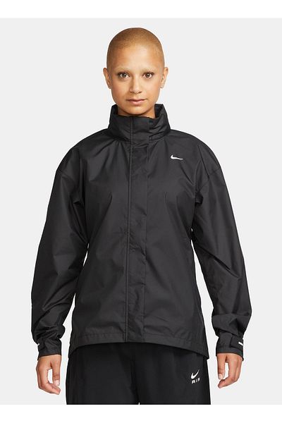 Nike Women's Black / Gray / Silver Stand Collar Jacket Fb7451-010 Regular Fit