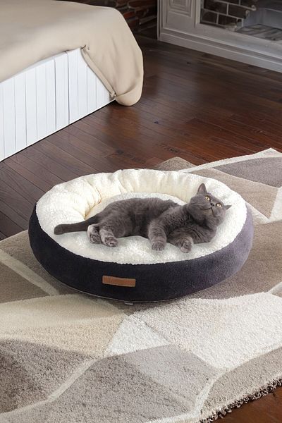 Kurtbay Double Color Bagel Cat And Dog Plush Bed