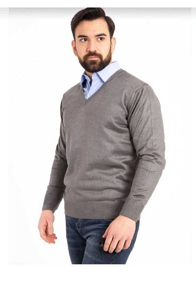 MaviMoure Men's V-Neck Thin Wool Knitwear Sweater - Regular Fit