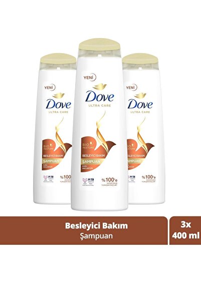 Dove Ultra Care Saç Bakım Şampuanı Besleyici Bakım Kuru Saçlar Için 400 ml X3 Adet
