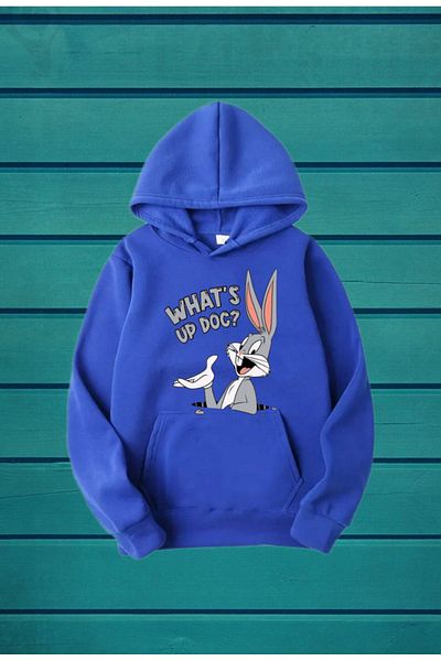 MONO COLLECTİON Looney Tunes Bugs Bunny Whats Up Dog με μοτίβο UNISEX φούτερ με κουκούλα