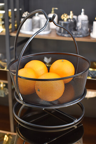 TR Turan Collection Metal Siyah Meyve ve Sebze Sepeti Askılık, Modern Meyveli...