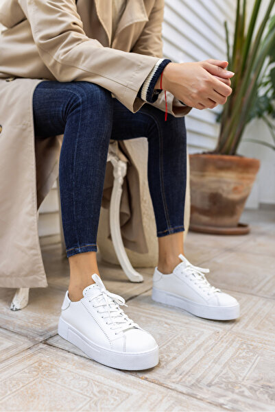 ANGELİNA JONES TENIS DE FEMEI ALB DIN PIELE VERABILĂ MİNELLİ