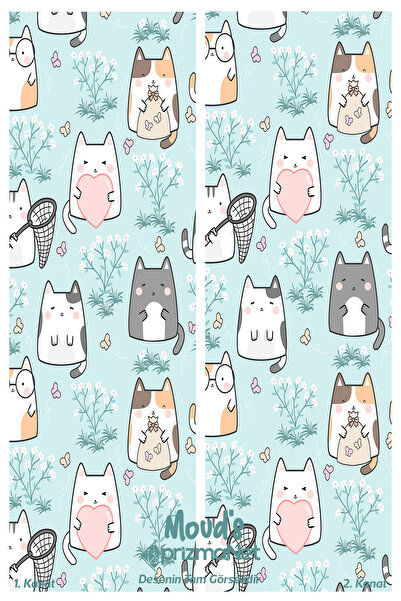 Moud's Κουρτίνα φόντου για παιδιά και μωρά με μοτίβο Sweet Kittens 2 Wings - PRD-20