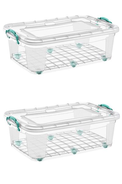 Polytime 2 Pieces 30 Liter Multi Box Storage Box with Wheels - E-510-2