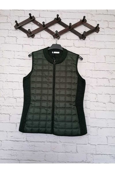 anne moda ankara Черен ватиран елек с цип и ликра