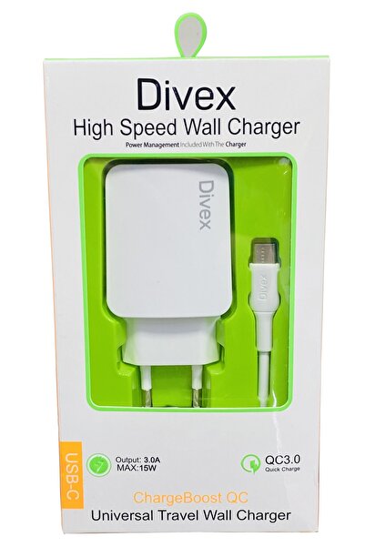 Divex DİVEX 3.0A 15W MAX. TYPE-C ŞARJ ALETİ