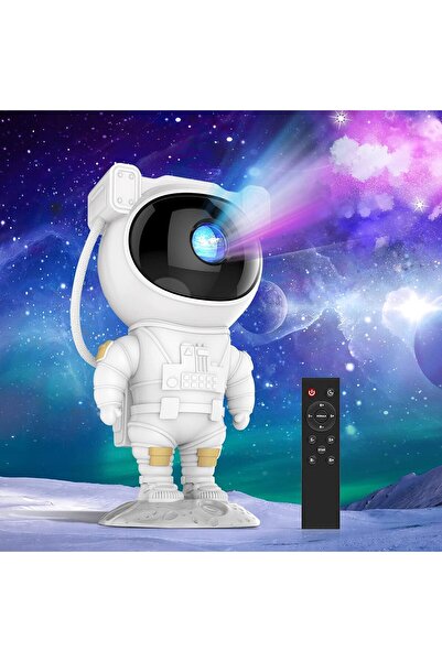 Tahtakale Dünyası Astronot şeklinde projektör gece lambası kumandalı galaksi projektör lamba yıldızlı tavan aydınlatma