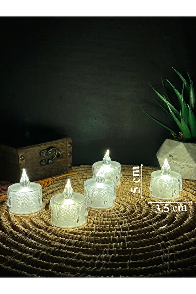 Lapidaria Titreyen Alevli Kristal Erimiş Led Mum 3'lü Hareket Alevli Eriyen Y...