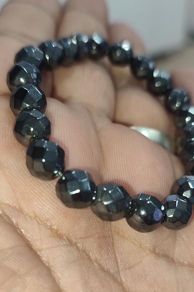 TAŞÇIZADE Hematite Stone 8 mm Facet Cut Natural Natural Stone Bracelet