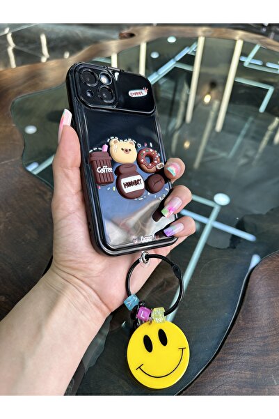 SEDA STORE Aynalı Kapaklı Boncuklu iPhone 13 Pro Max Uyumlu Telefon Kılıfı