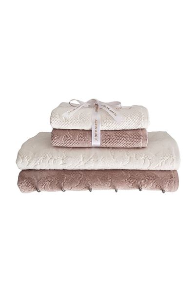 Özdilek Cream Beige Curve Towel and Bath Set