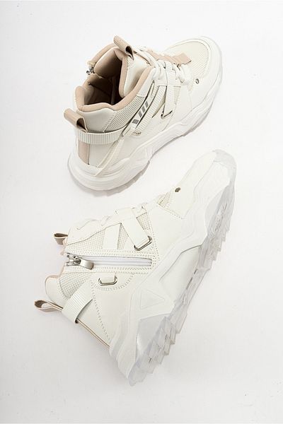 LuviShoes Cizme sport de damă albe CLARA