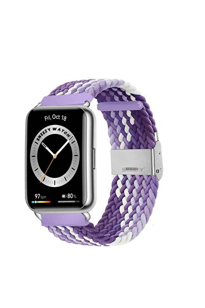 Sneezy Huawei Watch Fit 2 İle Uyumlu Metal Klips Solo Fiberlink Örgü Kordon