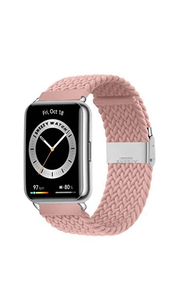 Sneezy Huawei Watch Fit 2 İle Uyumlu Metal Klips Solo Fiberlink Örgü Kordon