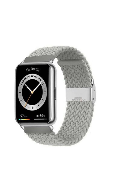 Sneezy Huawei Watch Fit 2 İle Uyumlu Metal Klips Solo Fiberlink Örgü Kordon