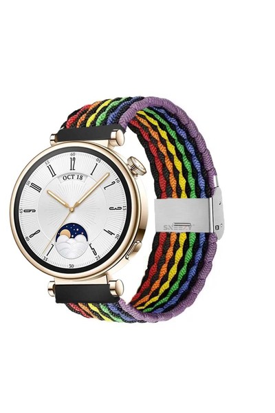 Sneezy Watch GT 4 41mm İle Uyumlu 18mm Metal Klips Solo Fiberlink Örgü Kordon