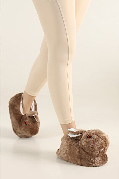 emirs store Kadın Tavşan Hayvan Figürlü Kışlık Peluş Panduf