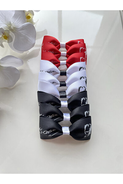 Eliya Clips Erkek Beyaz Atatürk Imzalı Ve Silüetli 29 Ekim / 23 Nisan / 10 Kasım Papyonu (İĞNELİ)