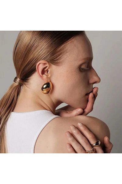 CHARMLUCKY Steel Almond Earrings