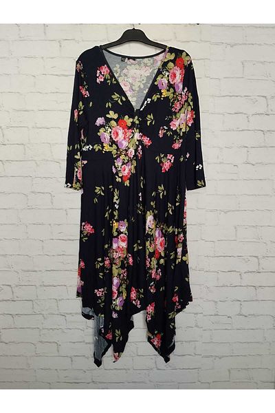 anne moda ankara Φόρεμα από βισκόζη με λαιμόκοψη V με ασύμμετρο στρίφωμα