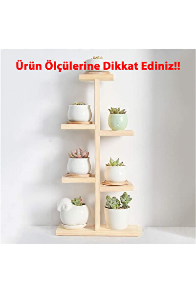 Tiydem Ahşap Masaüstü Pencere Önü Rafı / Skulent, Kaktüs Saksı Rafı/ Ahşap Çi...
