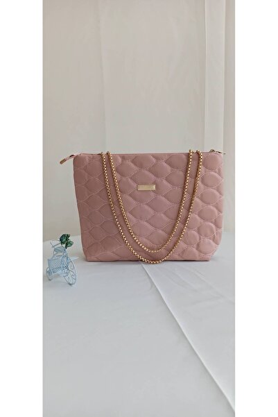 Gezegen Store Kadın Pembe Kapitone Zincirli Askılı Omuz Çanta