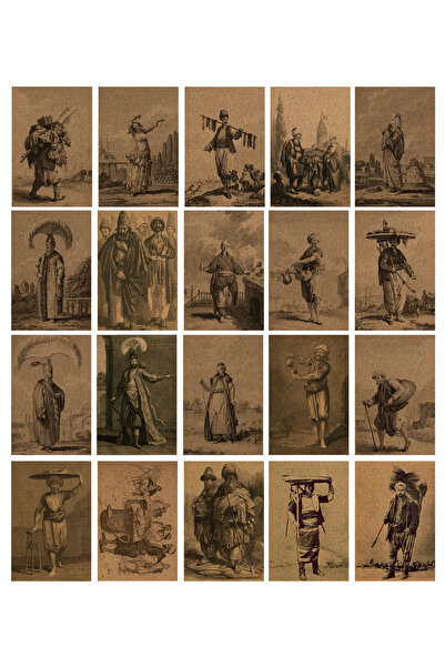 TELLGRAF مجموعة بطاقات بريدية بموضوع الحياة في إسطنبول القديمة (10x15 سم 20 قطعة)