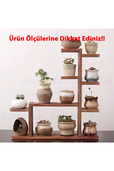 Tiydem Ahşap Masaüstü Pencere Önü Rafı / Skulent, Kaktüs Saksı Rafı/ Ahşap Çi...