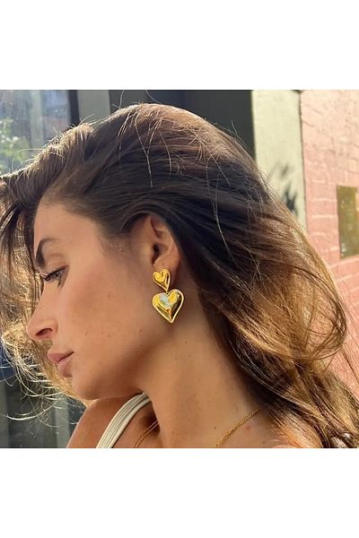CHARMLUCKY Steel heart heart earrings